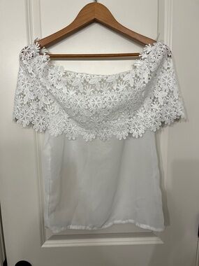 White Lace Off-Shoulder Women's Top